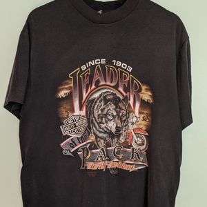 Vintage 1990 Harley-Davidson 3D Emblem Wolf tee